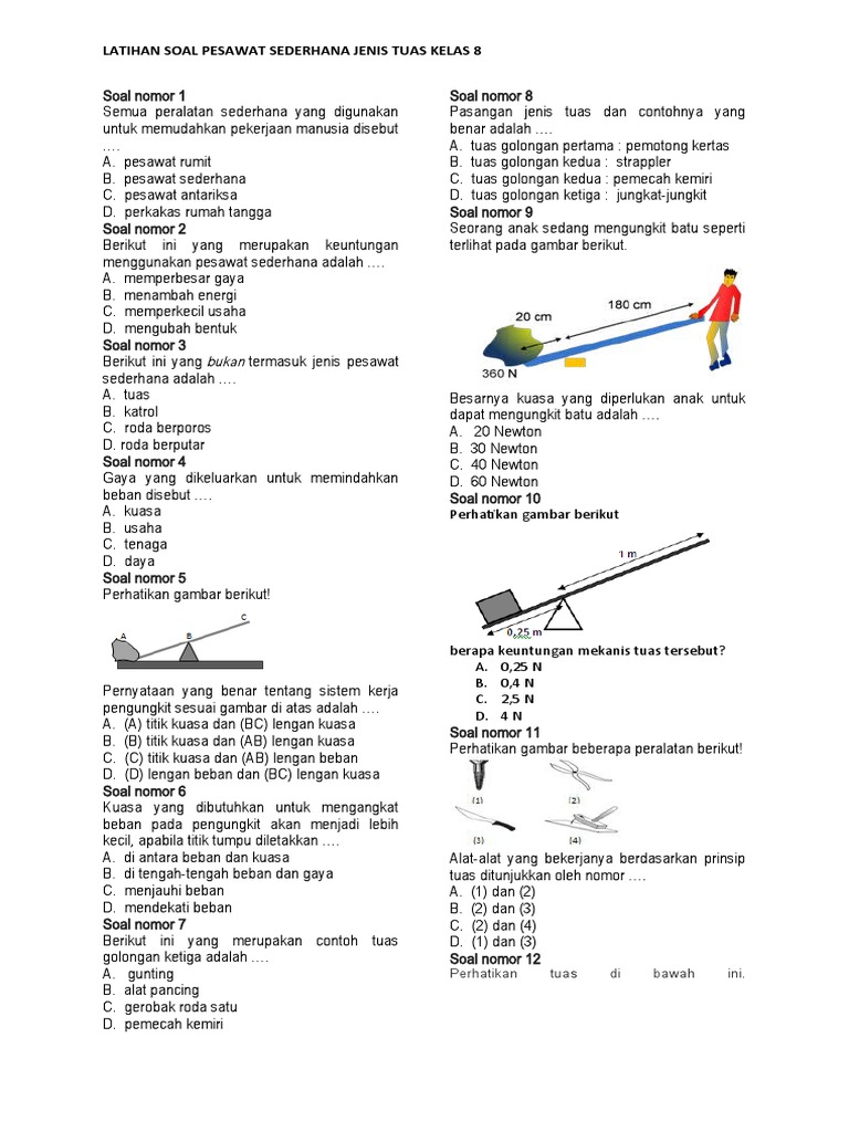 Soal Latihan Tuas Kelas 8 | PDF | Metode & Bahan Ajar | Sains & Matematika