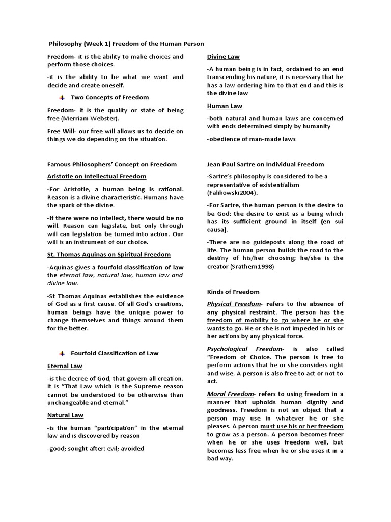 Understanding Human Freedom in Philosophy | PDF | Free Will | Thomas ...