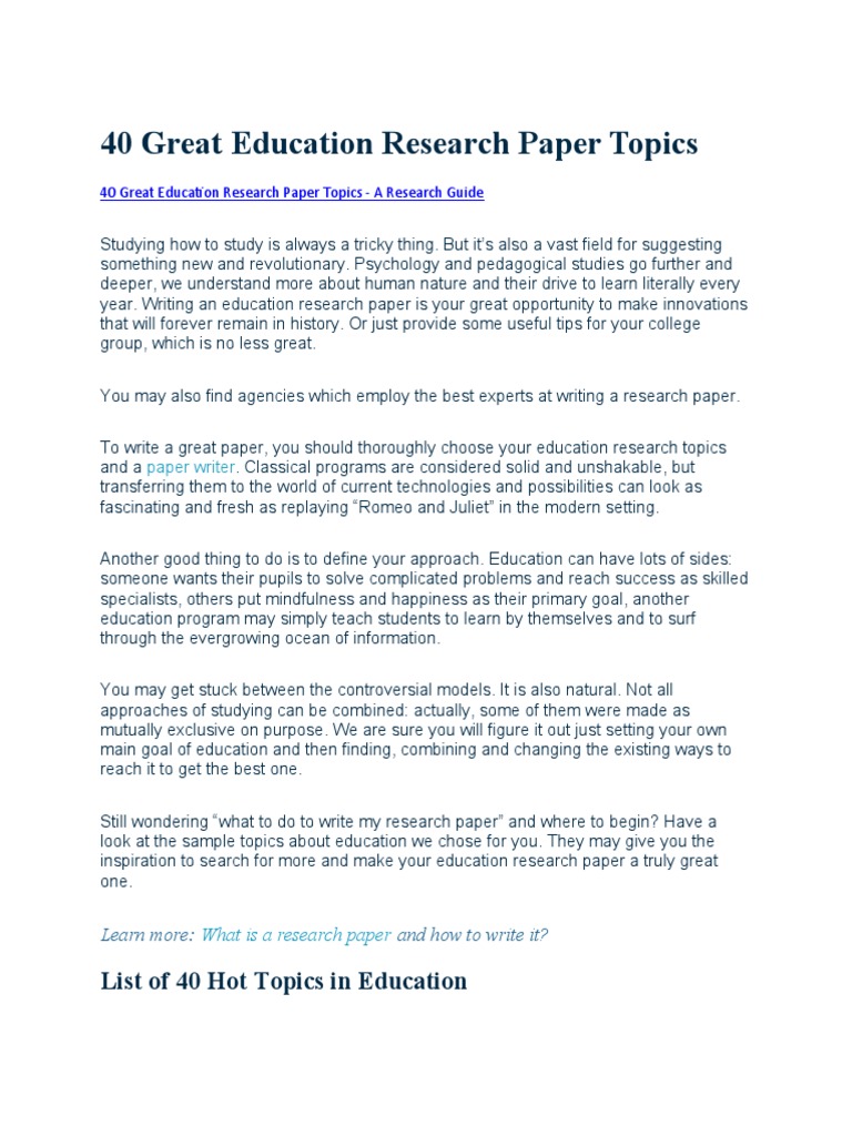 global education research paper topics