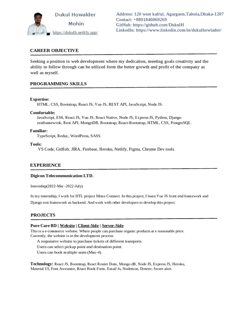 Web Developer Resume & Projects | PDF | Bootstrap (Front End Framework ...