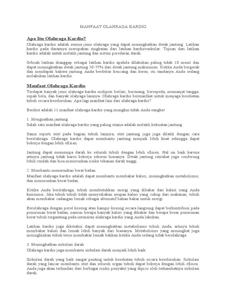Manfaat Olahraga Kardio PDF