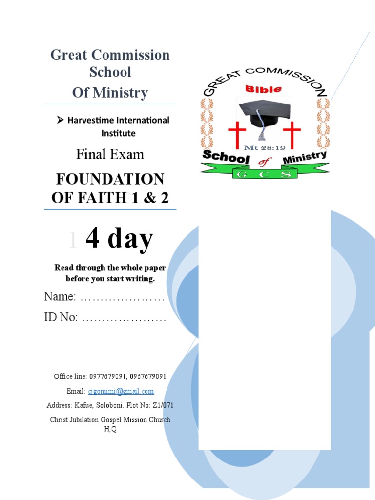 Foundation of Faith Final Exam | PDF | Baptism | Conversion To Christianity