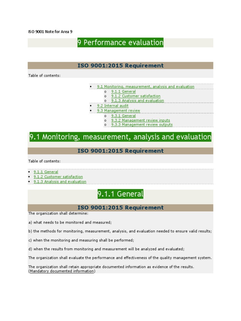 Topic 5 ISO 9001 Note For Area 9 - Part 6 | Download Free PDF | Iso ...