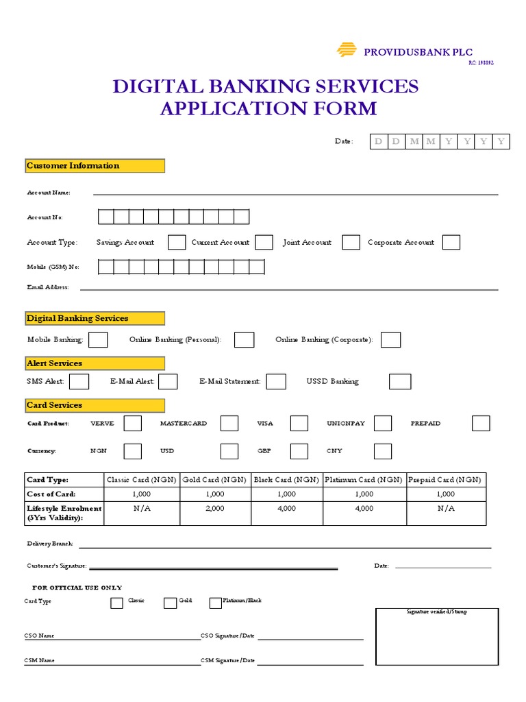 Card Application Form PDF Personal Identification Number Debit Card