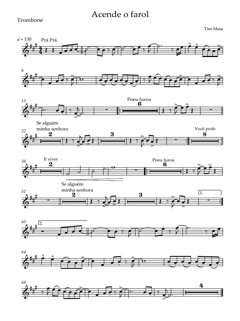 Acende o Farol - Trombone | PDF