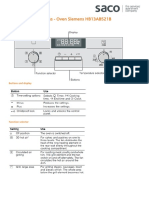 Operating Instructions - Oven Siemens HB13AB521B Control Panel