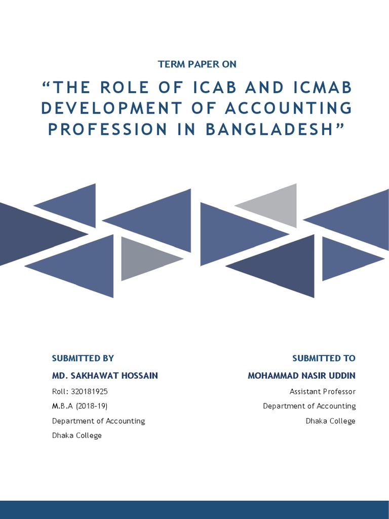 The Role of ICAB and ICMAB in Bangladesh PDF Accounting Accountant