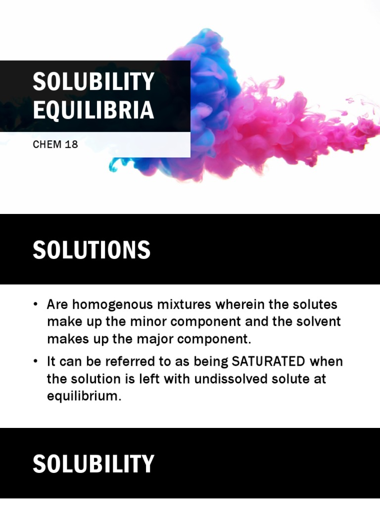 Solubility Equilibria PDF