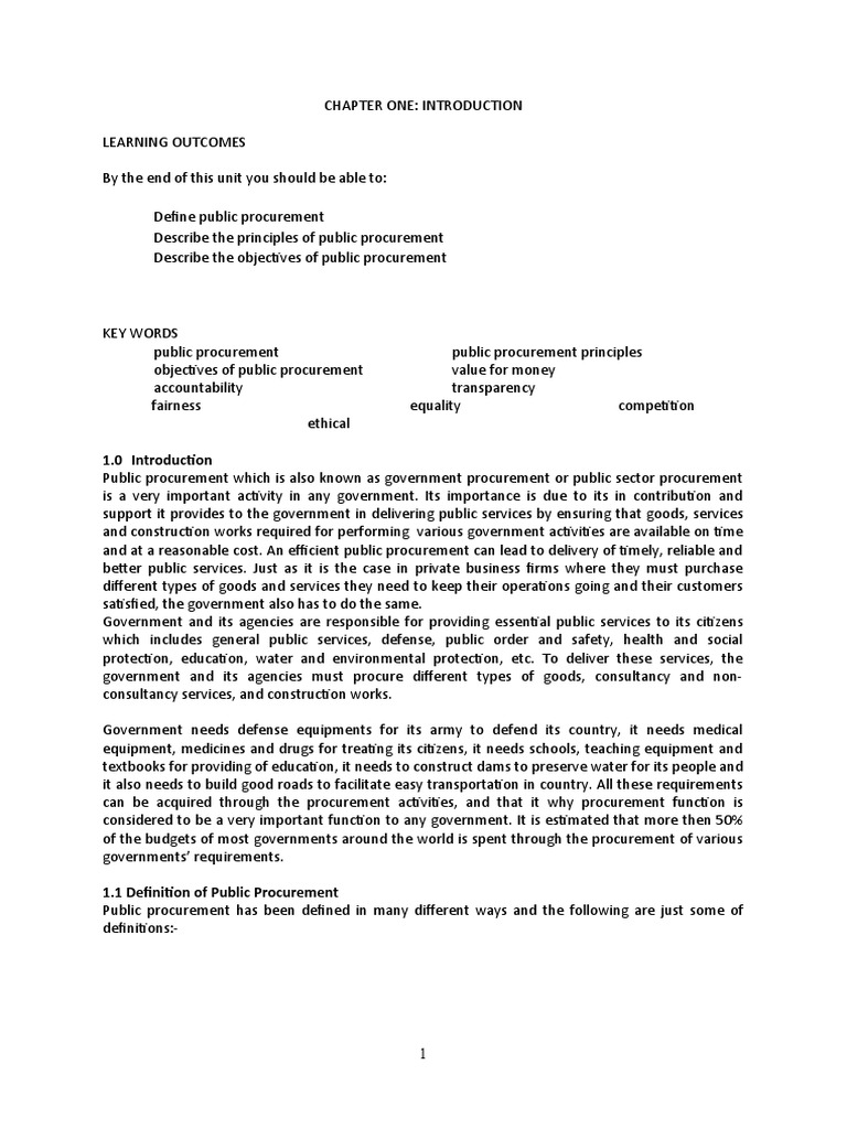 Introduction To Public Procurement