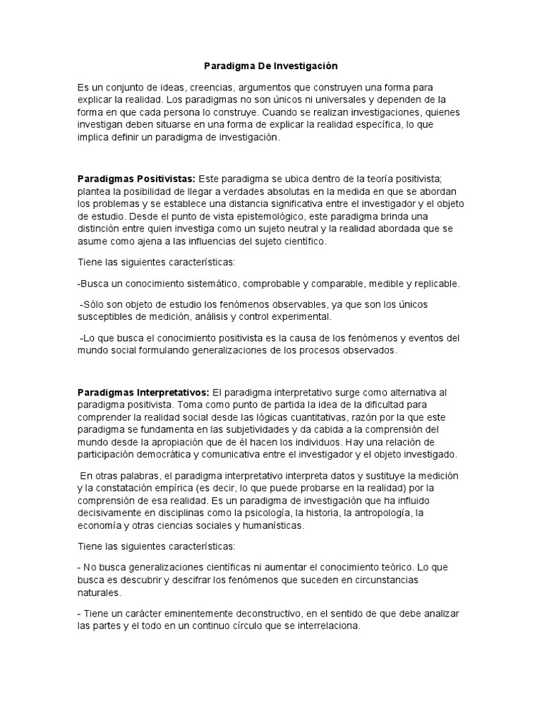 Paradigmas de Investigación Social | PDF | Paradigma | Realidad