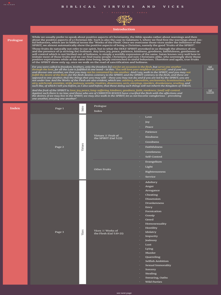 Biblical Virtues and Vices Explained | PDF | Love | Fruit Of The Holy ...