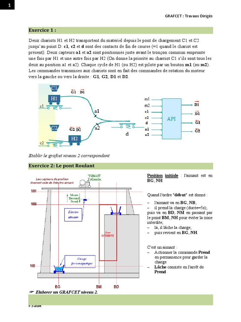 Exercices corrigés sur GRAFCET | PDF