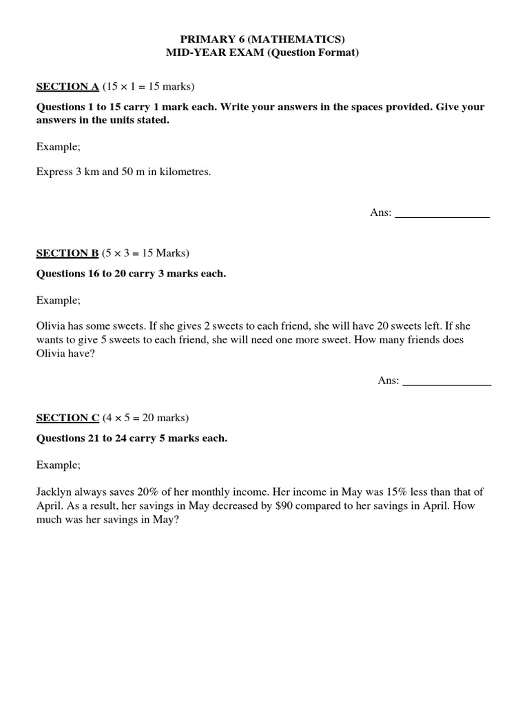 P6 Maths Mid Year Revision Pdf