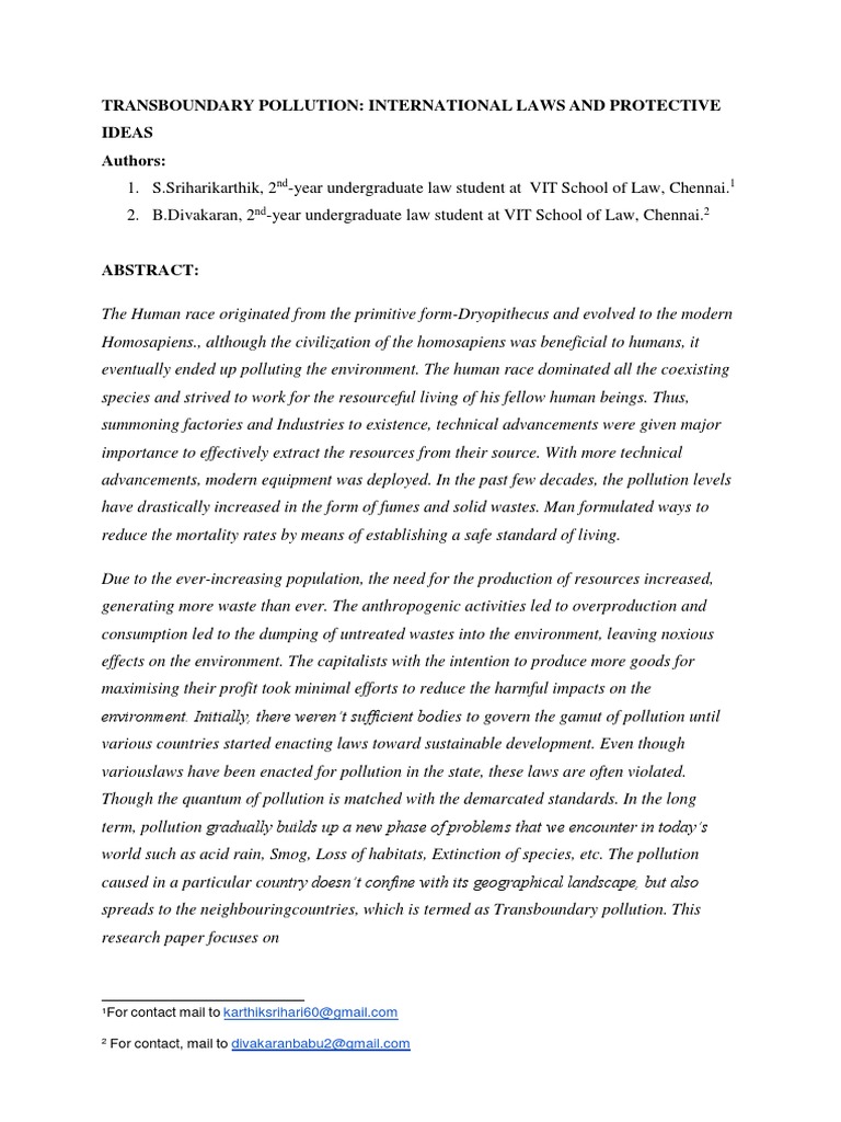 Transboundary Pollution - Final Edited | PDF | Smog | Air Pollution