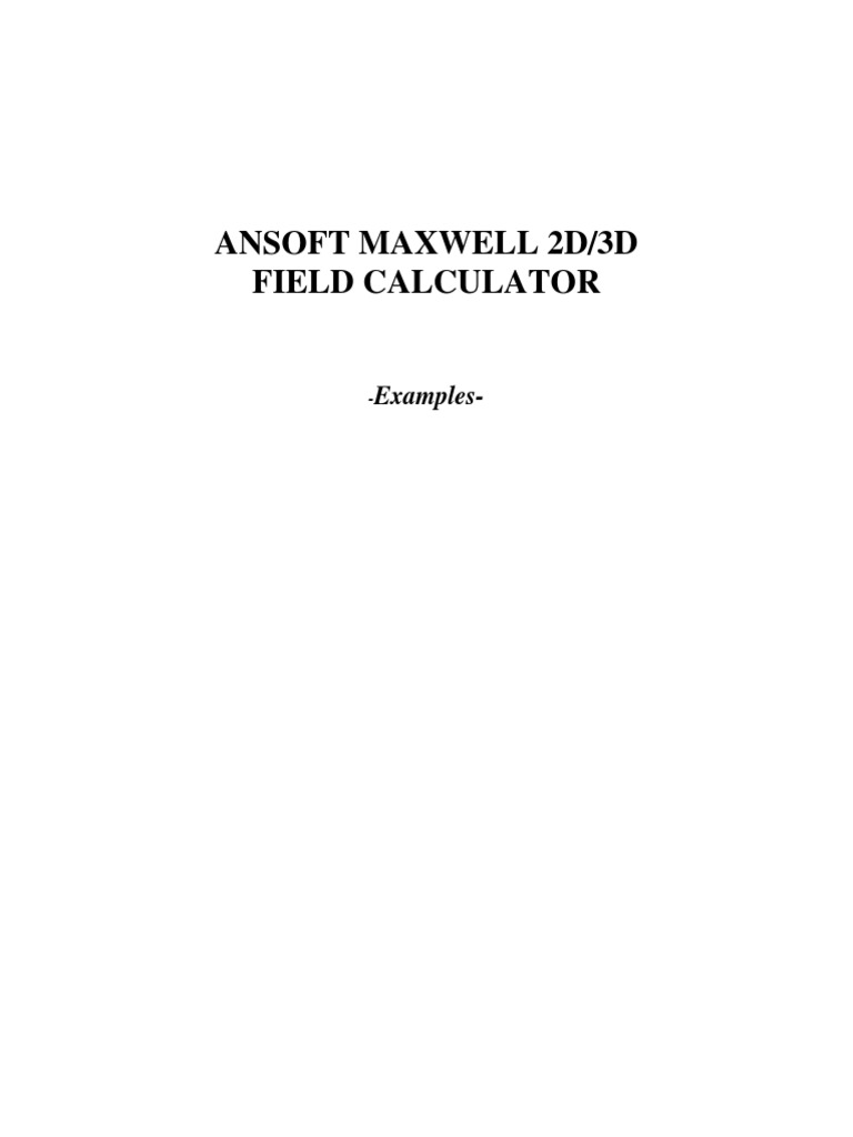 Ansoft Maxwell 2d 3d Field Calculator PDF Euclidean Vector