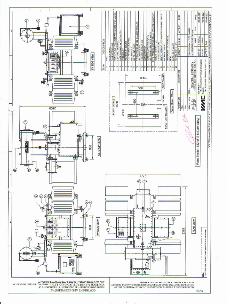 1600kVA Transformer GA Drawings Approved PDF