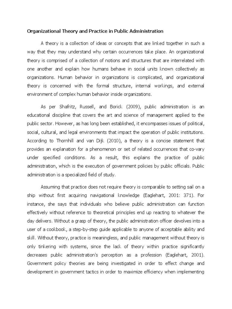 Organizational Theories in Public Admin | PDF | Theory | Virtue Ethics