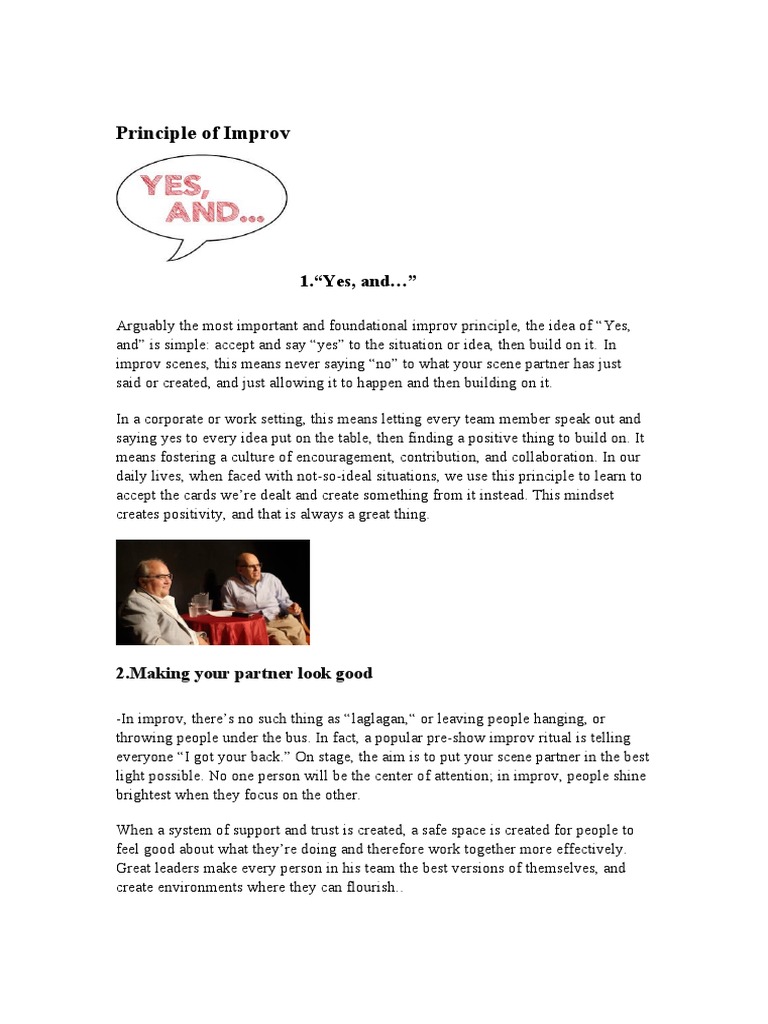 Key Principles of Improv Acting | PDF | Improvisational Theatre