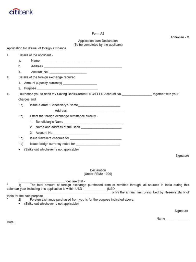 Nro Repatriation A2 Fema Declaration Form Investing Debt