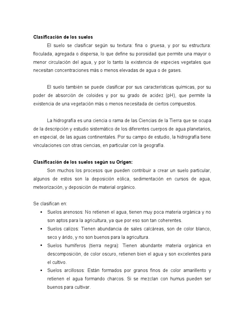 Clasificación de Los Suelos PDF Tierra Suelo