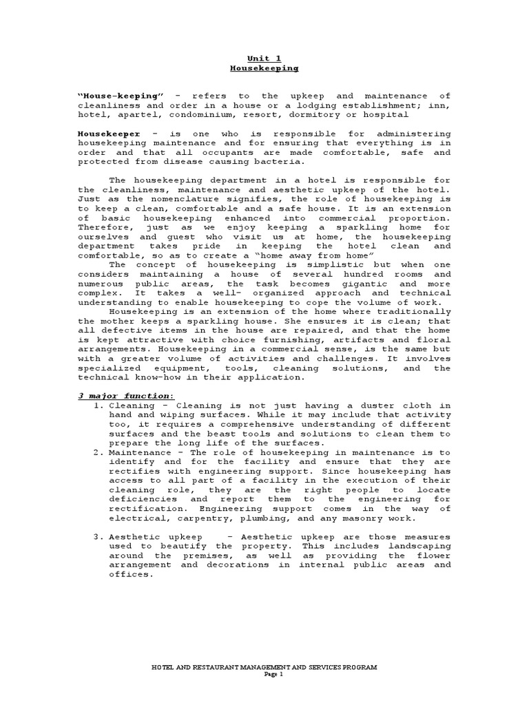 The Fundamentals of Hotel Housekeeping Operations, Functions, and