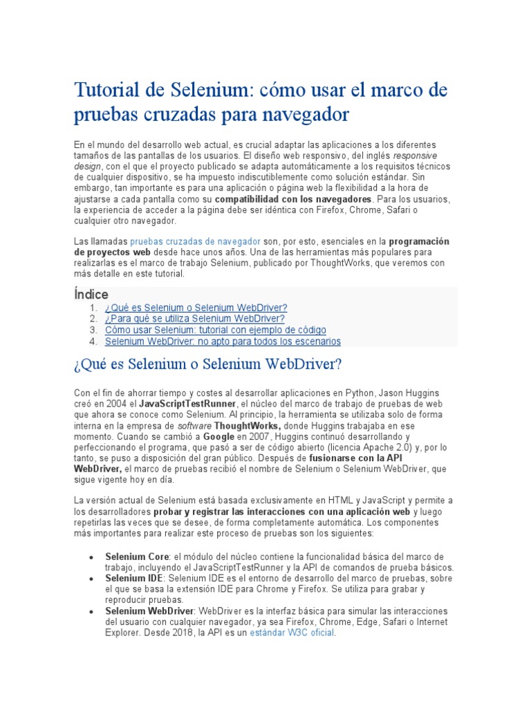 Tutorial de Selenium PDF Selenio (software) Informática