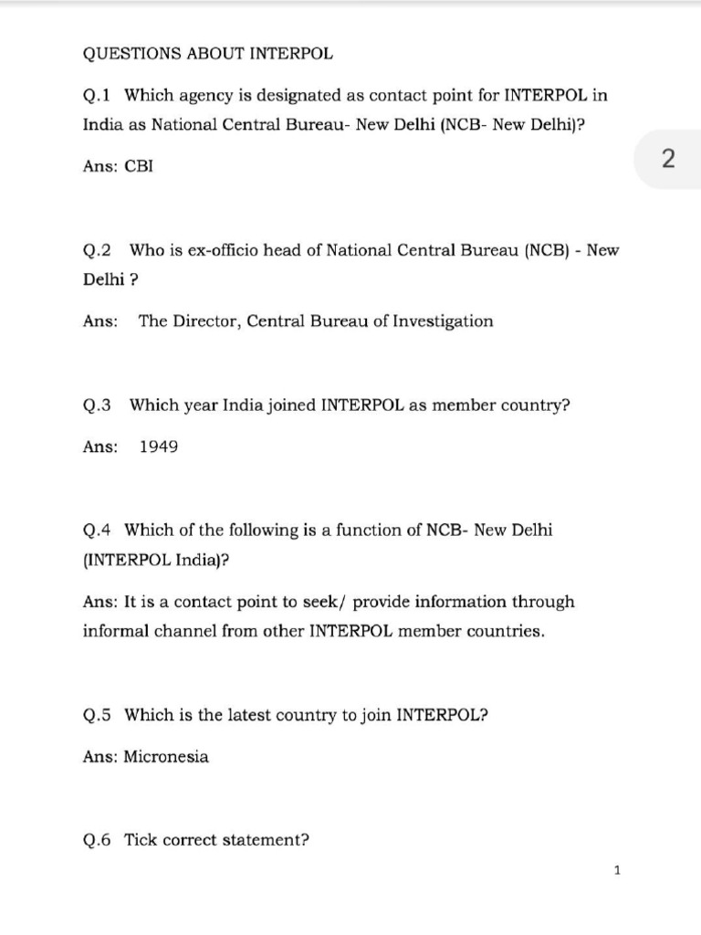 Quiz Questions PDF Government Law Enforcement
