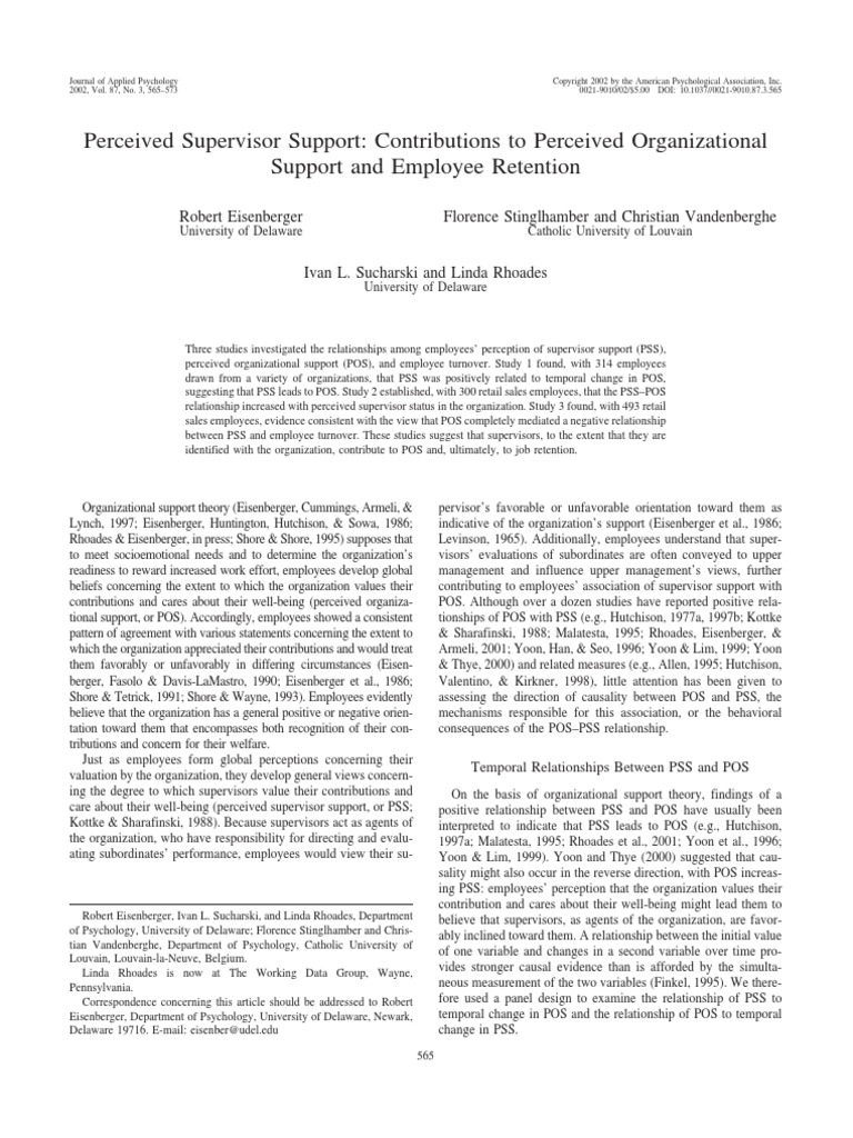 02 Perceived Supervisor Support | PDF | Factor Analysis | Survey ...