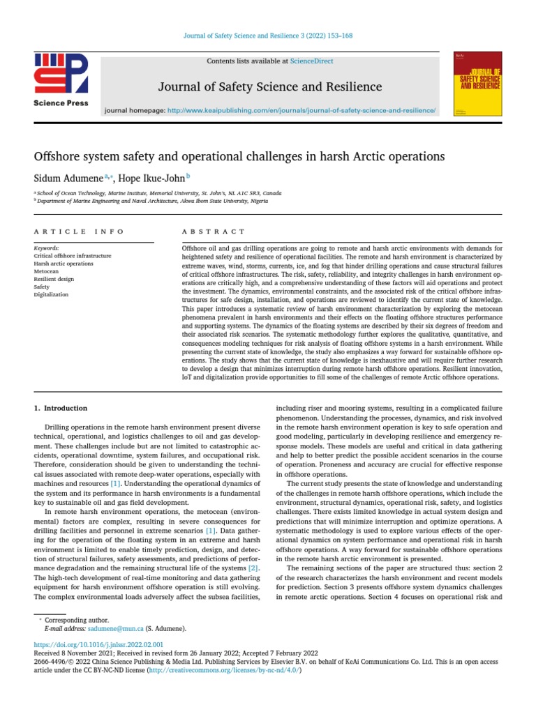 Offshore system safety and operational challen 2022 journal of safety