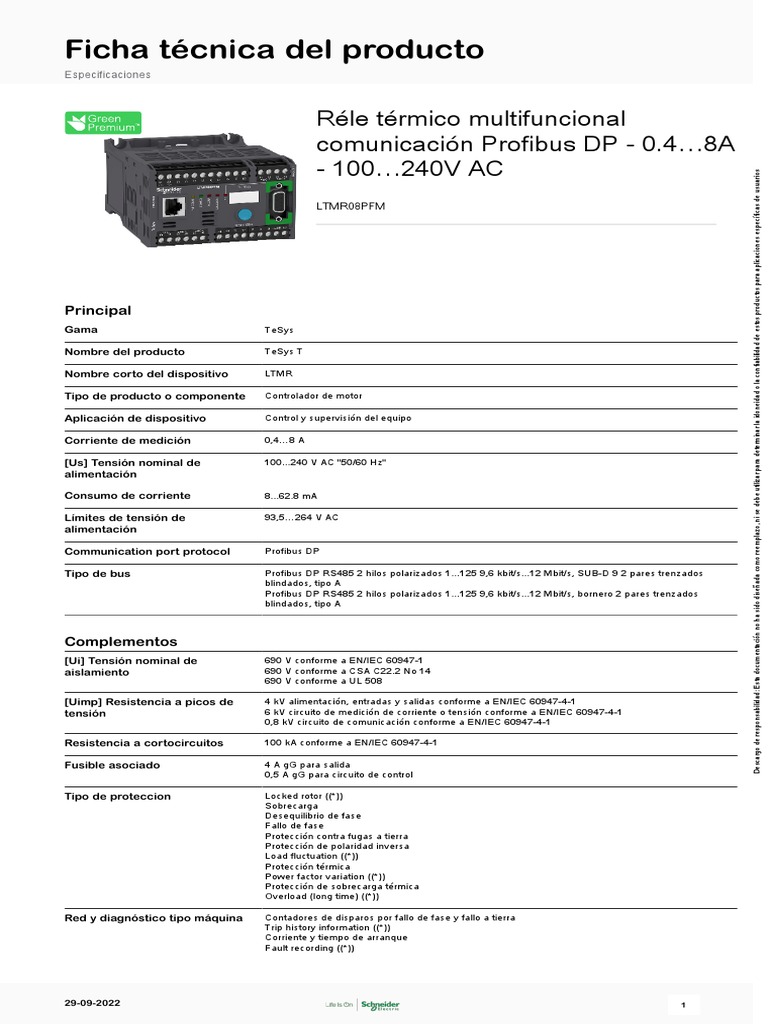 Tesys T LTMR08PFM PDF Residuos Ingenieria Eléctrica