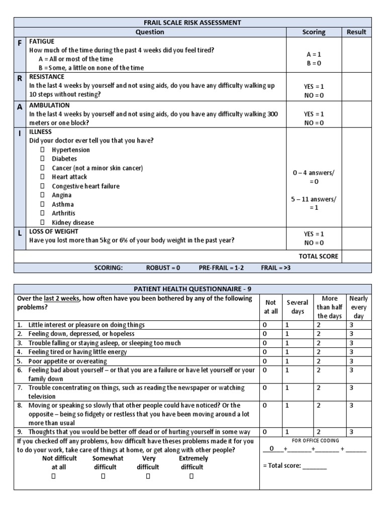 Patient Health Questionnaire & Assessments | PDF | Body Mass Index ...