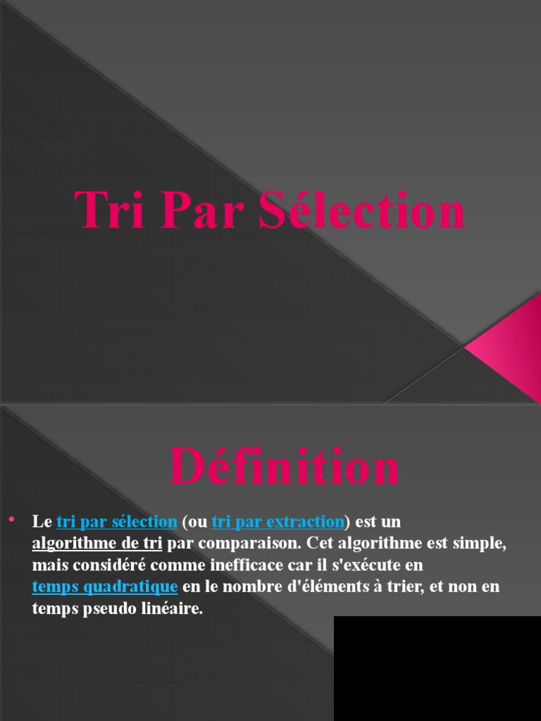 Tri Par Sélection | PDF | Algorithmes | Algorithmes et structures de ...