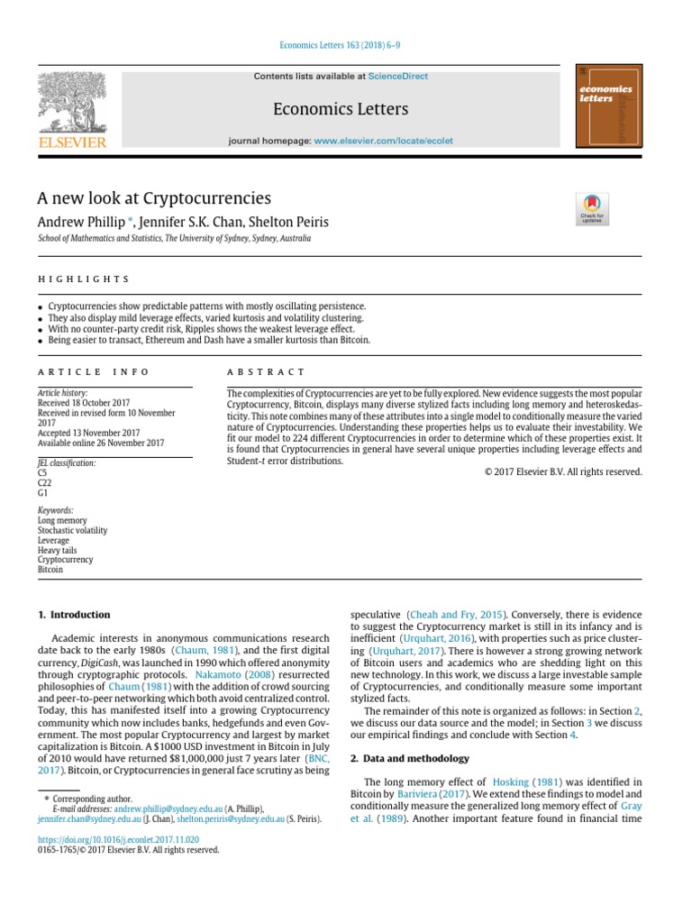 A New Look at Cryptocurrencies | PDF | Cryptocurrency | Volatility (Finance)