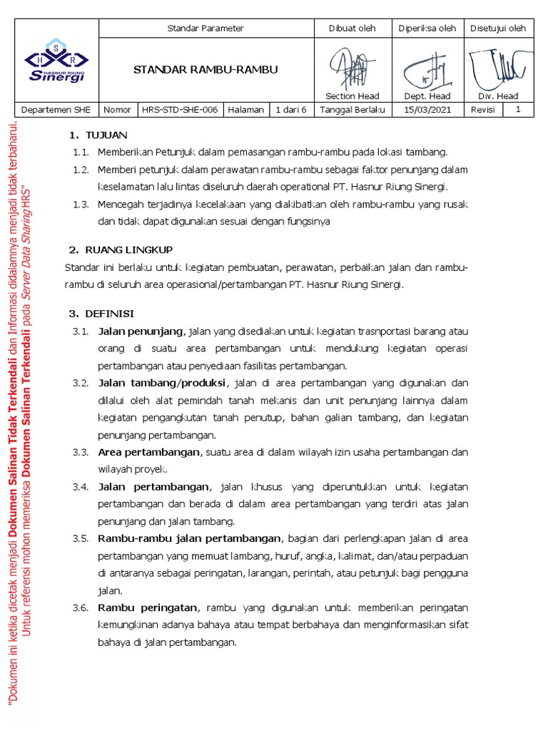 Standar Rambu-Rambu Jalan Tambang | PDF