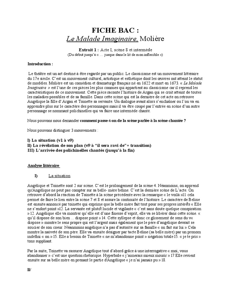 dissertation bac francais moliere