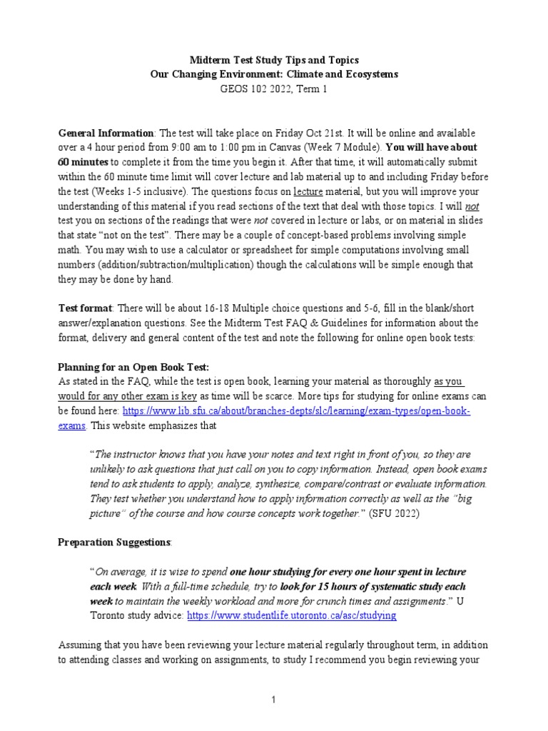 Midterm Tips and Topics GEOS102 W2 2022 | PDF | Wound | Atmospheric ...