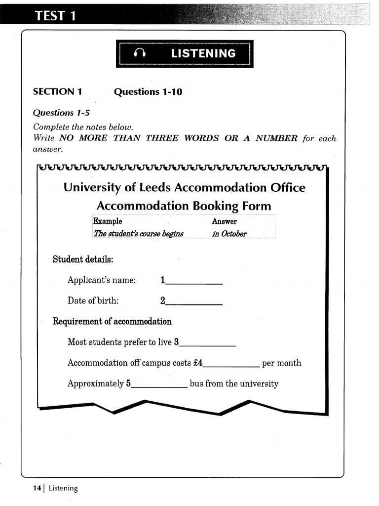 Test 1 Listening Version 1 Pdf