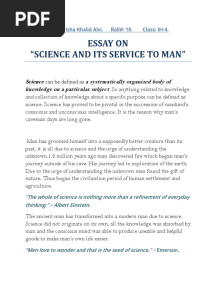 Science in Service of Man Essay