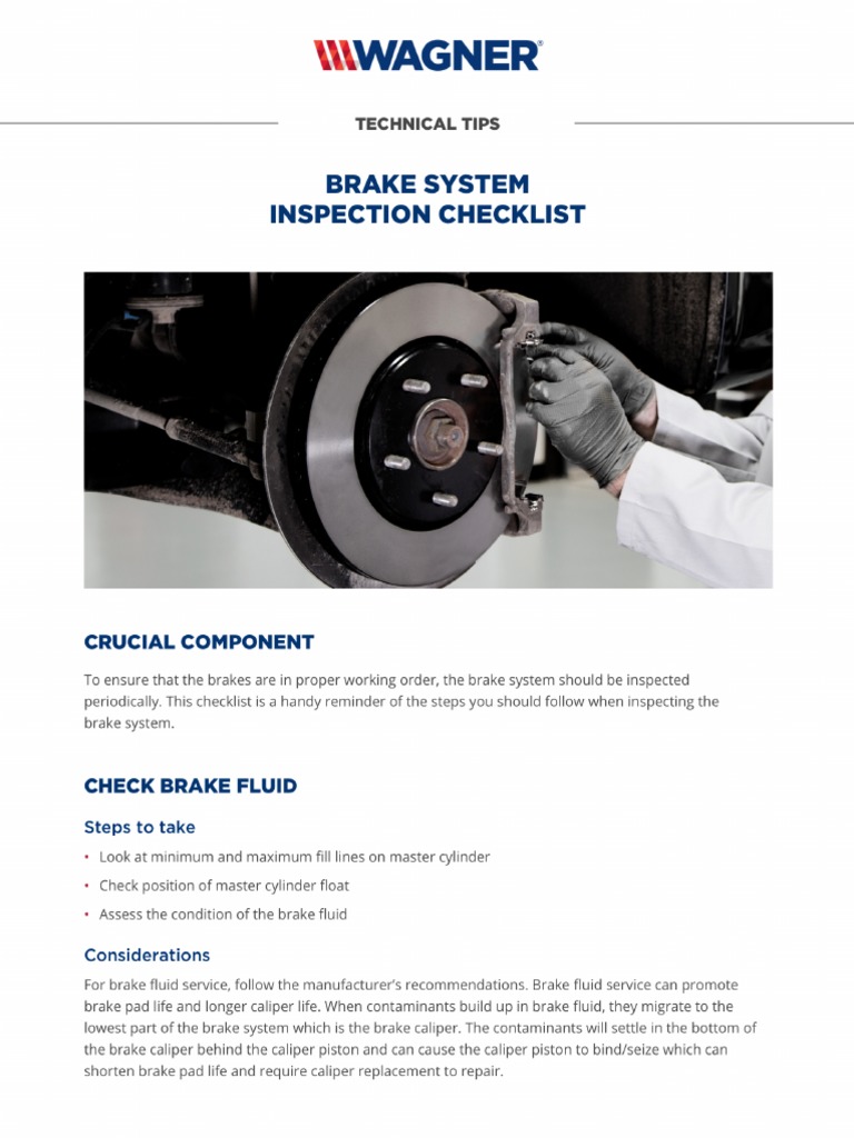 Brake System Inspection Checklist PDF