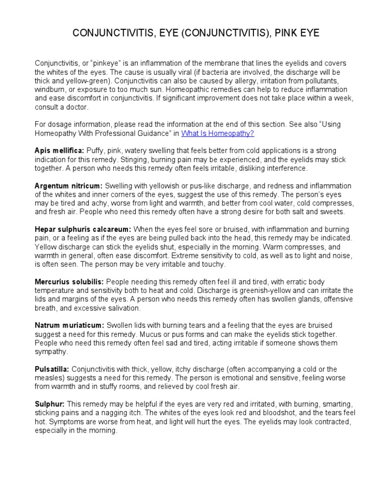 CONJUNCTIVITIS, EYE (CONJUNCTIVITIS), PINK EYE PDF Clinical