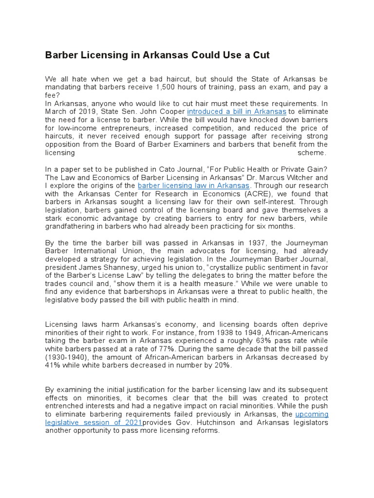 Barber Licensing | PDF | Arkansas