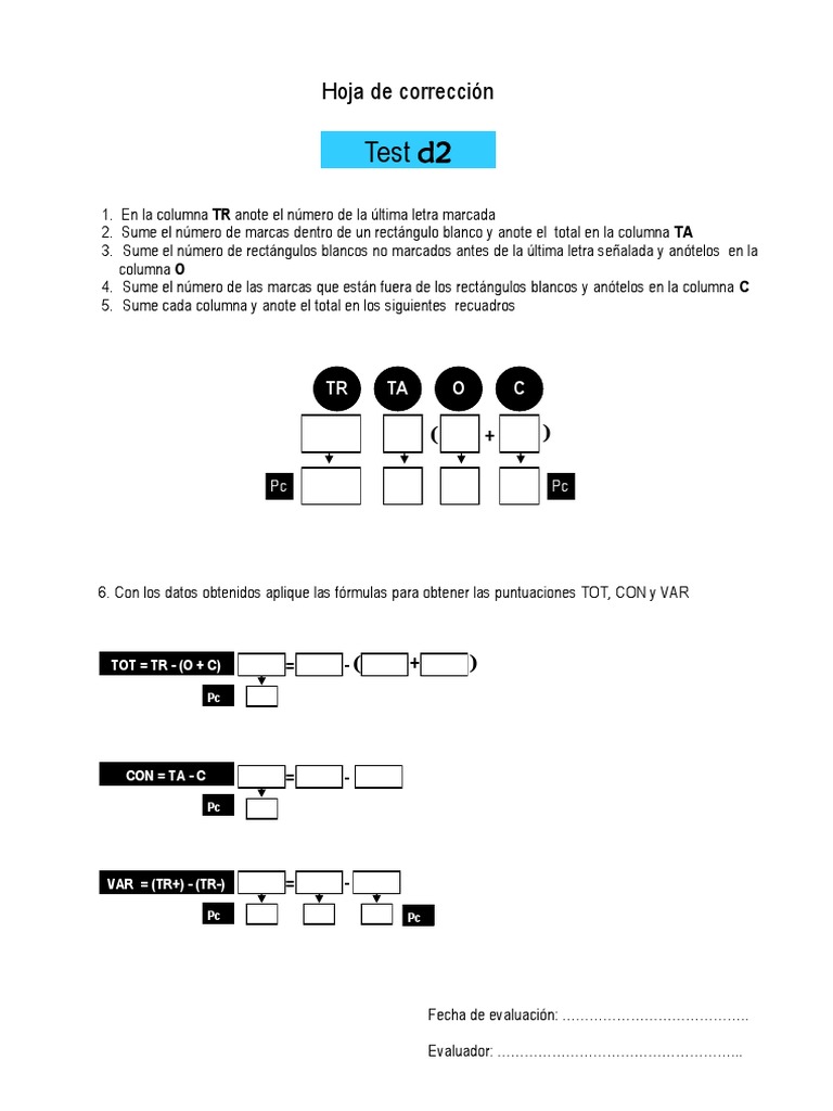 Instrucciones para Test D2 de Atención | PDF