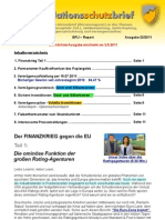 INFLATIONSSCHUTZ-BRIEF (Börsenbrief / Börsenmagazin / Fachzeitschrift / Anlegermagazin über Inflation) Ausgabe Nr. 22/2011 | die Ratingagenturen der Finanzoligarchie | Finanzkrieg gegen die EU | die wahren Ziele der Rating-Agenturen | USA vor dem Staatsbankrott | Griechenland und Euro Krise