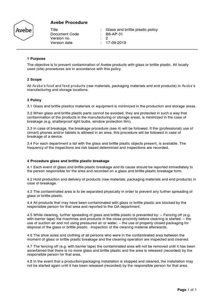 Glass Policy Avebe PDF