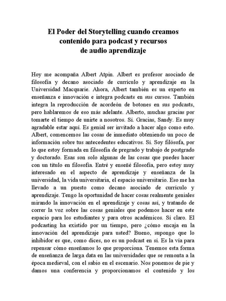 El Poder Del Storytelling Cuando Creamos Contenido Para Podcast Y