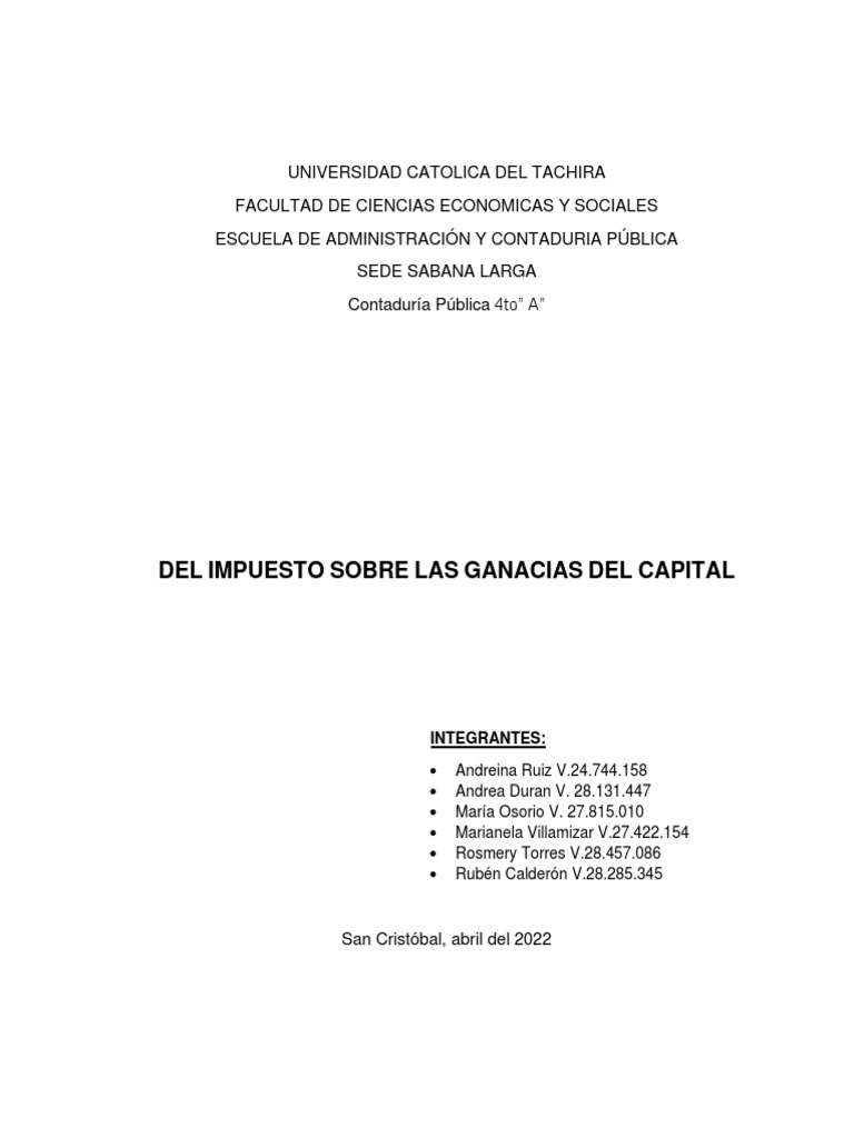 Impuesto sobre Ganancias de Capital | PDF | Impuesto sobre la renta ...