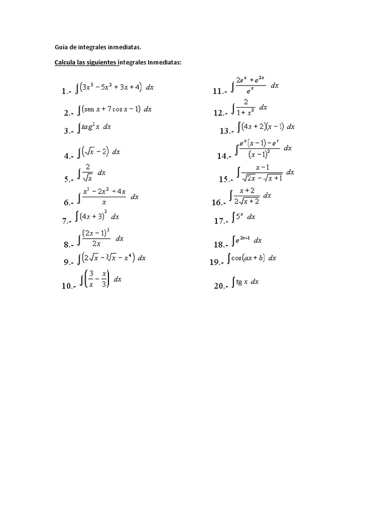 Integrales Inmediatas De Polinomios – FOQGCL