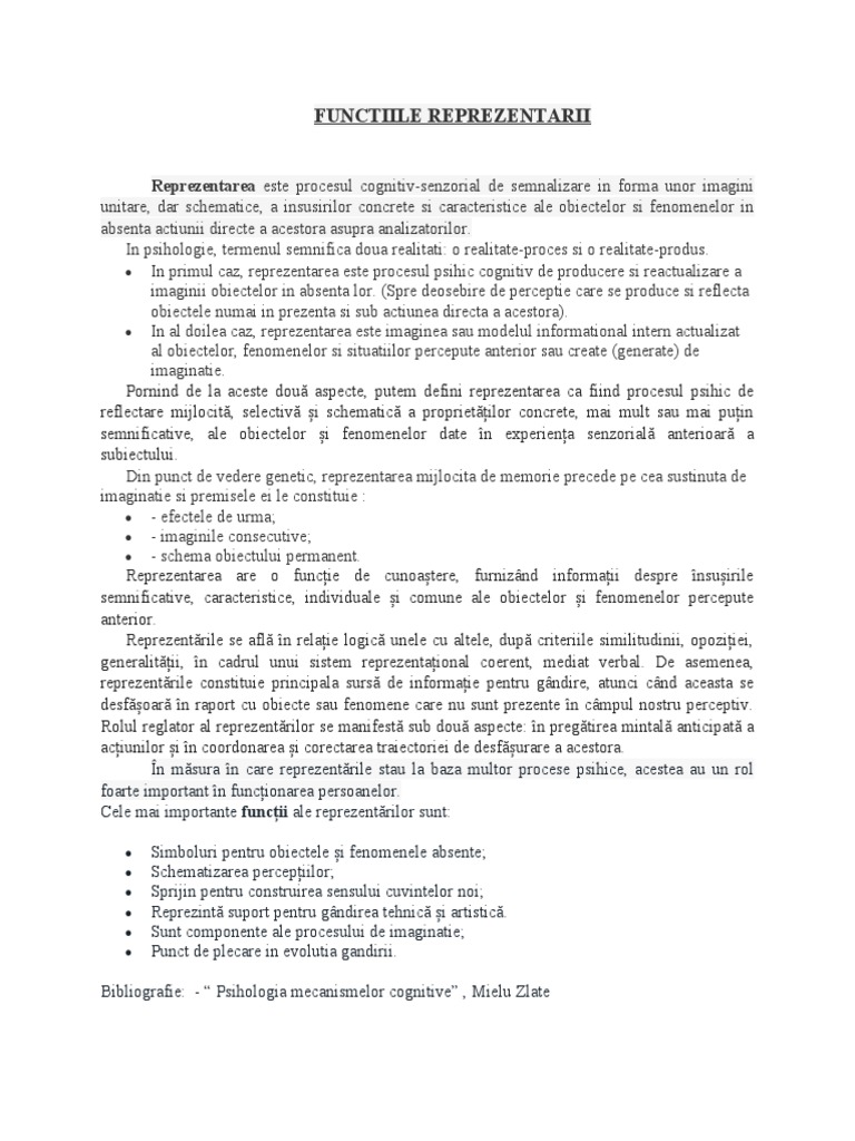 Functiile Reprezentarii | PDF