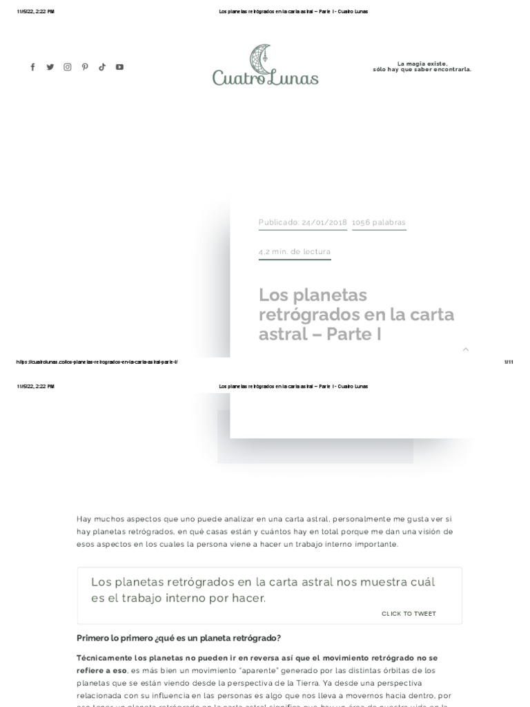 Los Planetas Retrógrados en La Carta Astral - Parte I - Cuatro Lunas ...