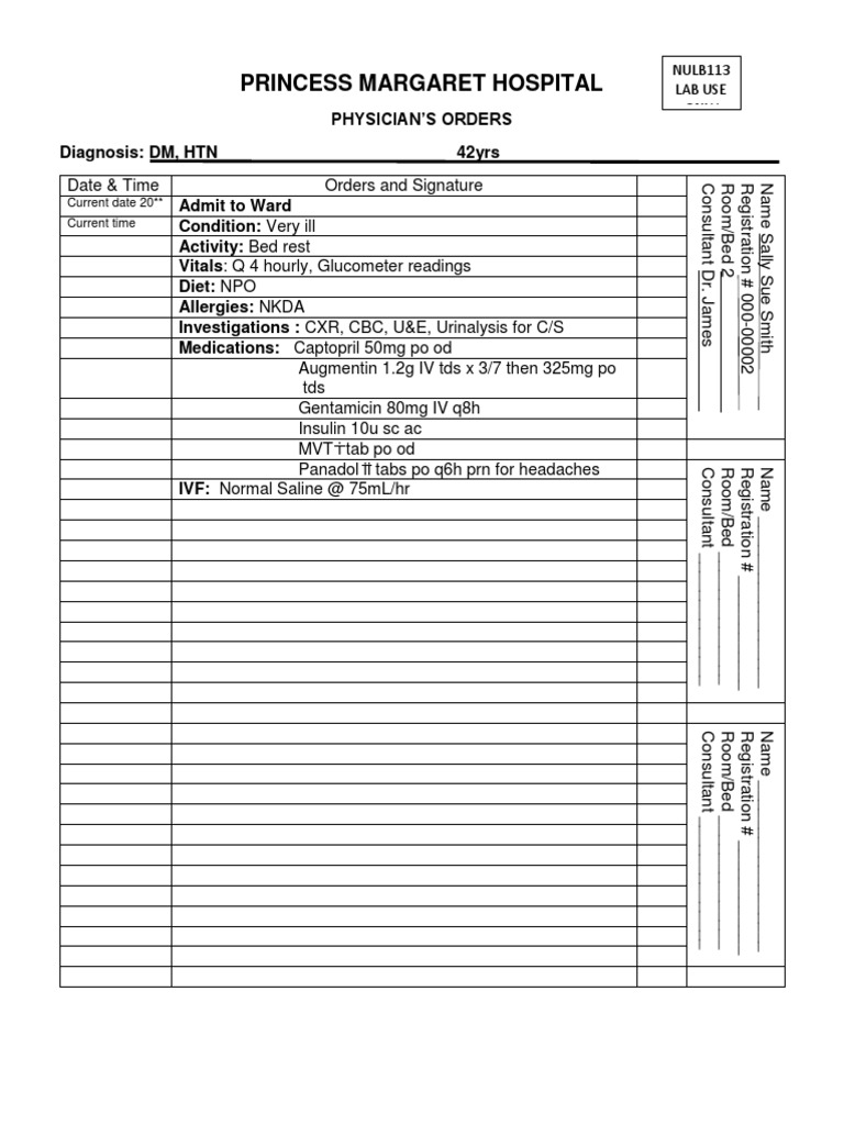Physician Orders for Patient Care | PDF | Medical Specialties ...